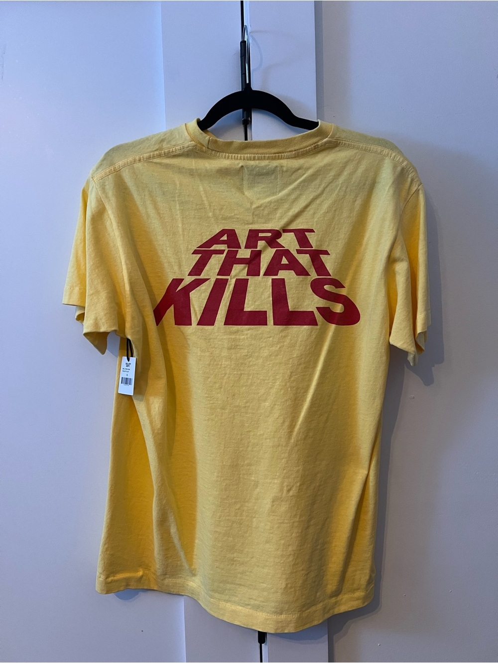 Gallery Dept Yellow Kids Tee with Red 'ART THAT KILLS' Graphic